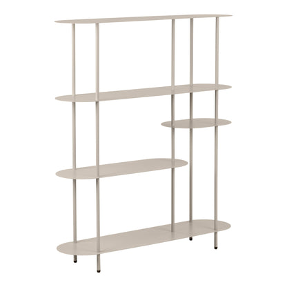 Rieti Shelving Unit - Shelving unit, 5 shelves, asymmetrical, metal, sand 31x118x139 cm