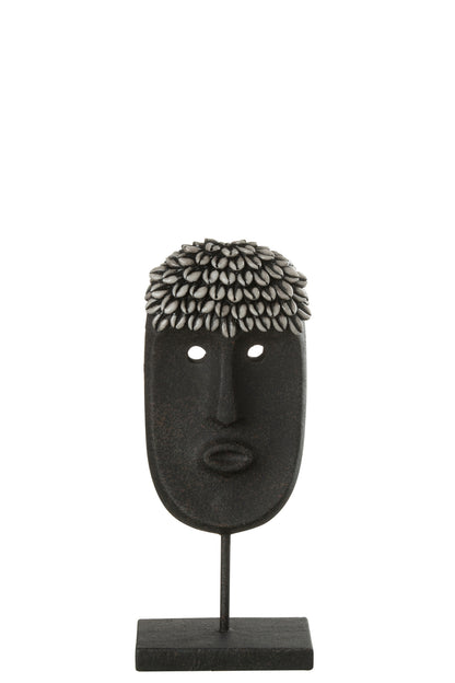Face Stand Ethnic Stone/Resin Black Small
