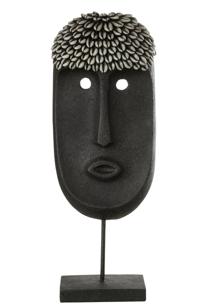 Face Stand Ethnic Stone/Resin Black Large