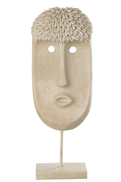 Face Stand Ethnic Stone/Resin Beige Large