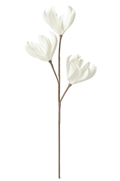 Flower Branch Short Leaves 3 Heads Eva White