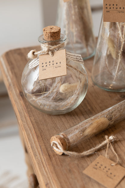 Glazen flessen met droogbloemen naturel, set van 2 small