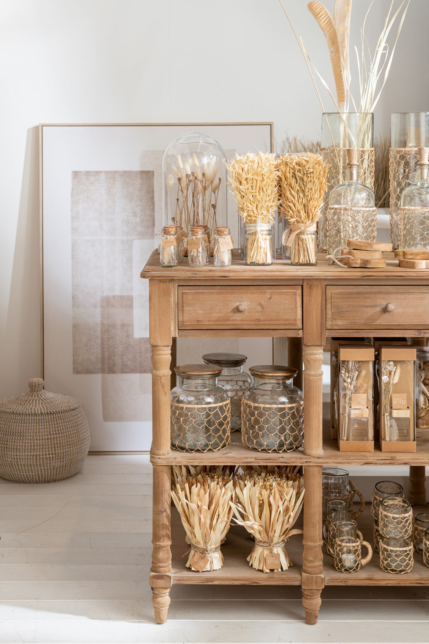 Bunch Dried Avana Grass In Vase Natural Assortment Of 2