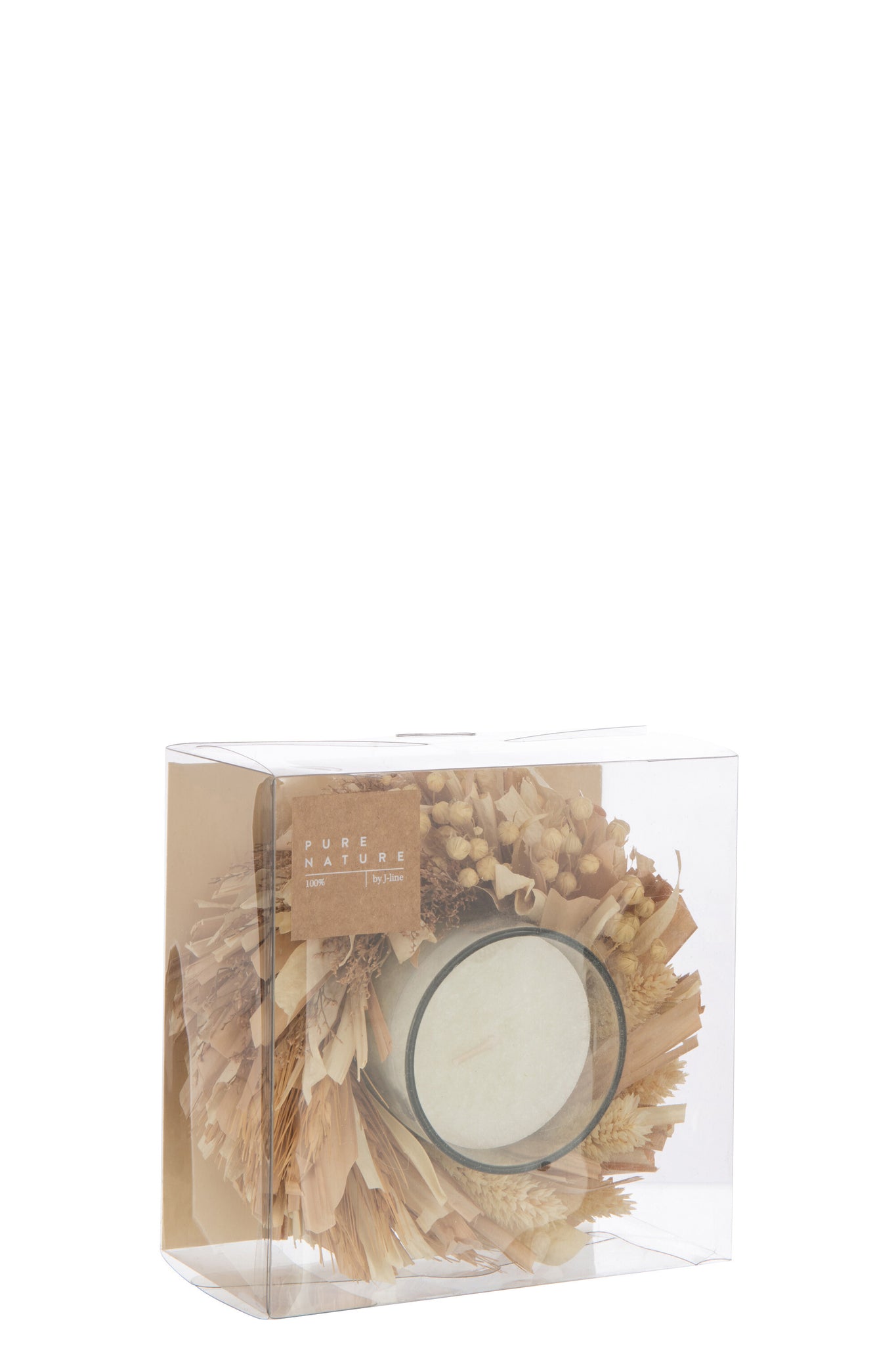 Candle Flowers Round Glass White/Natural 24H