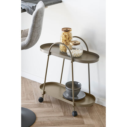 Empoli Bar Trolley - Bar trolley, 2 shelves, steel, brown 27,5x60x64 cm