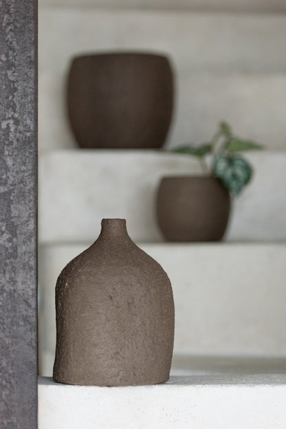 Vase Enya Bottle Ceramic Brown Small