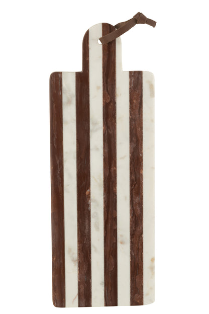 Shelf Rectangular Stripe Marble White/Brown Large
