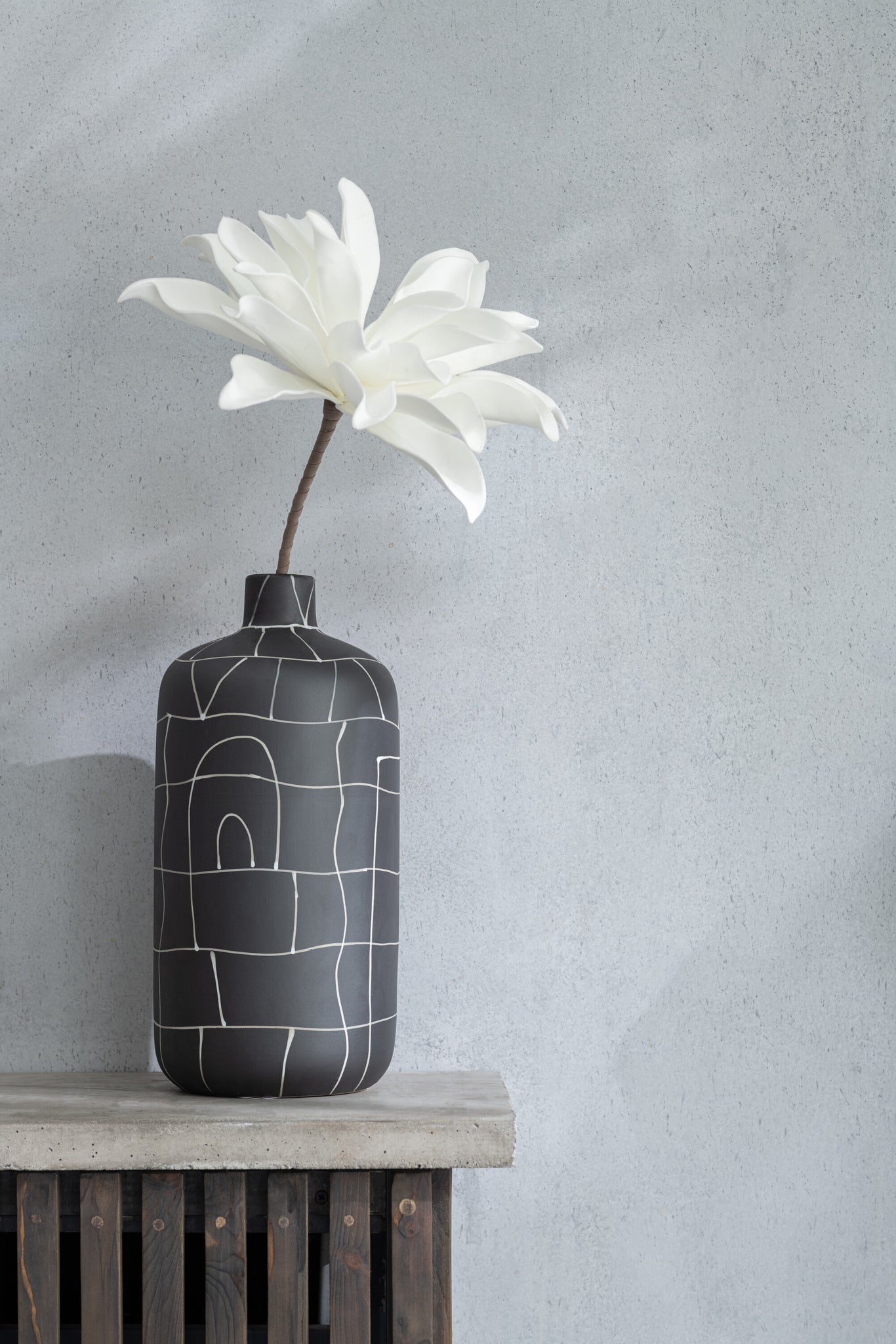 Vase Bottle Japan Ceramic Black Small