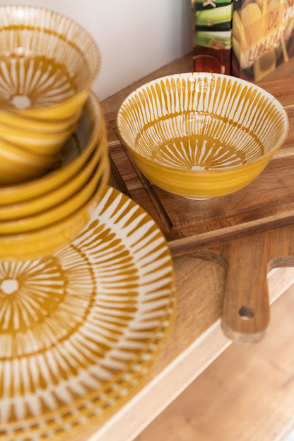Bowl Jam Porcelain White/Ochre Large