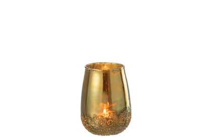 Tealight Holder Mirror Gold Glass Small
