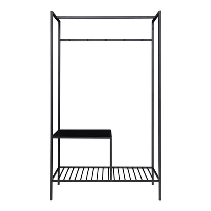 Vita Wardrobe - Wardrobe, 2 shelves, black, black frame 101x38x170 cm