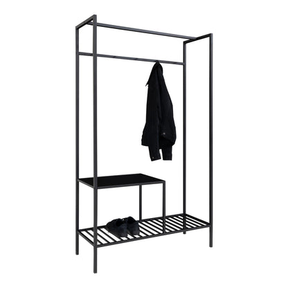 Vita Wardrobe - Wardrobe, 2 shelves, black, black frame 101x38x170 cm