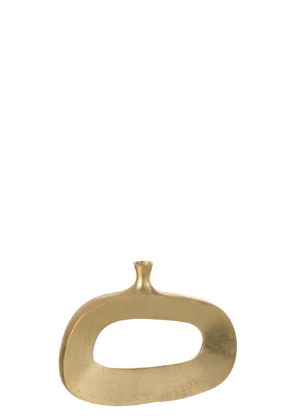 Vase Oval Aluminum Gold Medium