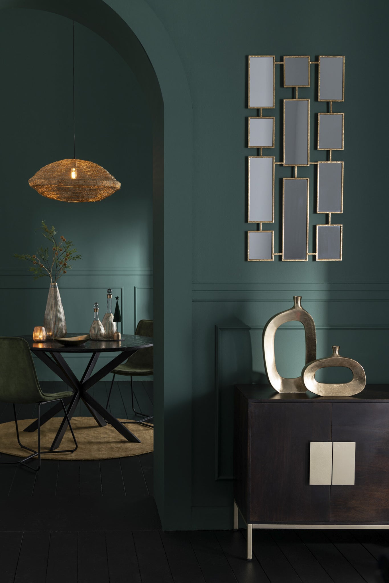 Vase Oval Aluminum Gold Medium