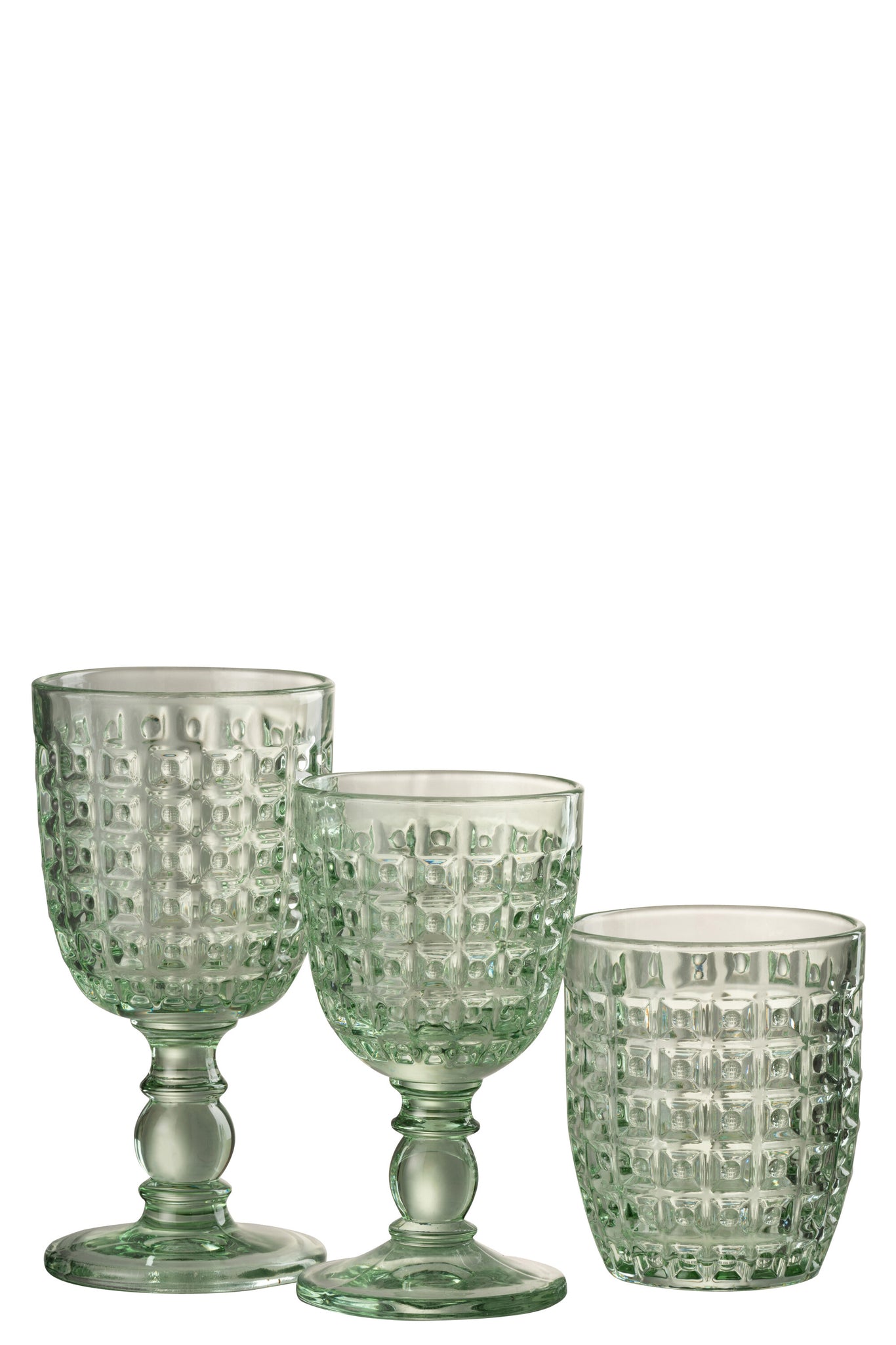 Stemmed Glass Embossed Design Glass Green Large