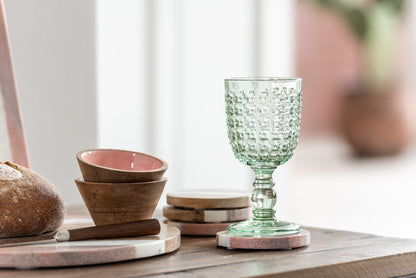 Stemmed Glass Embossed Design Glass Green Large