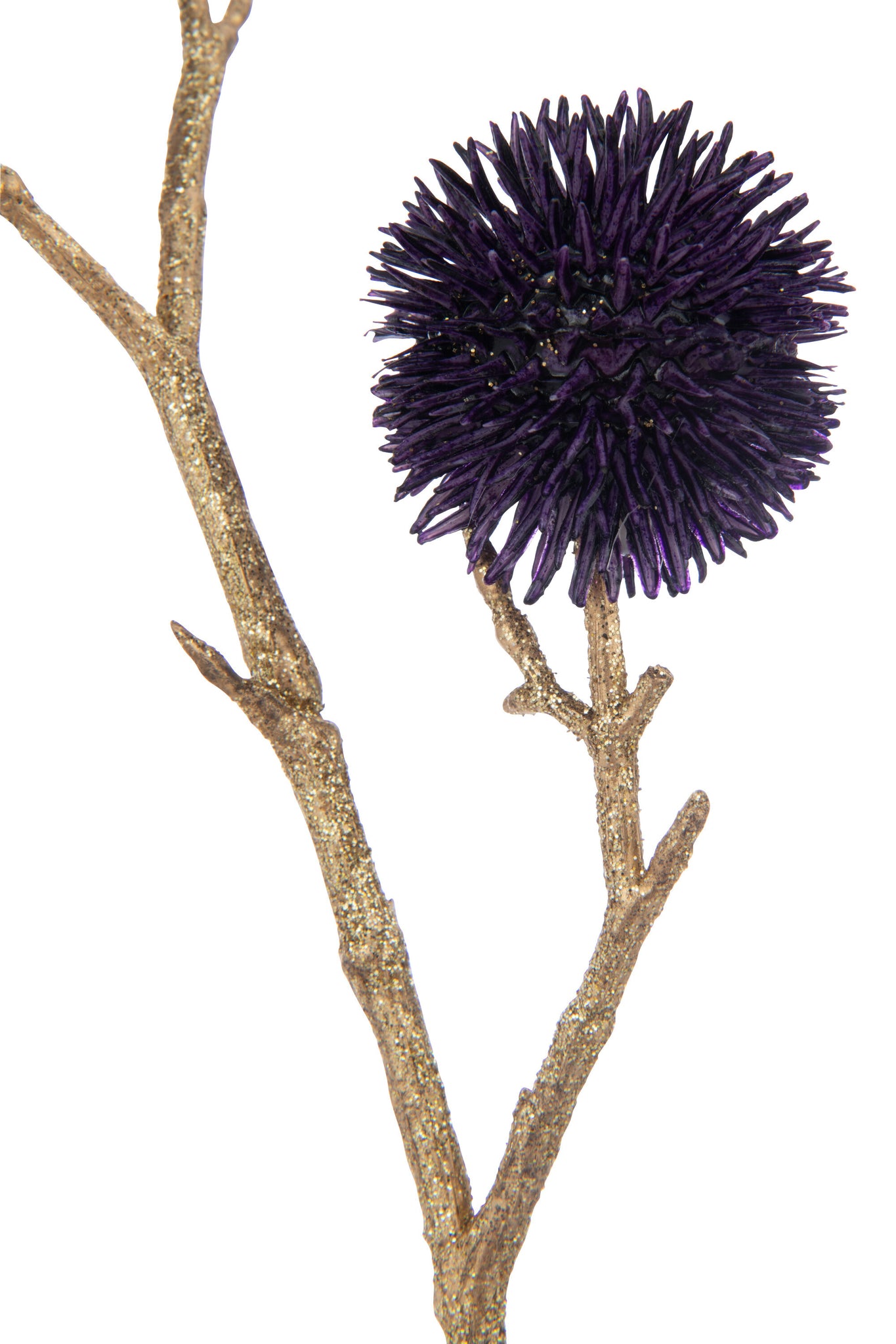 Branch Echinops 3 Flowers Plastic Purple/Gold