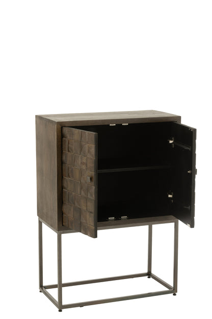 Cupboard On Foot Pino Metal/Mango Wood Brown/Grey