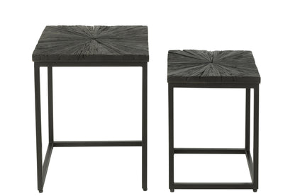 Set Of 2 Side Tables Shanil Wood/Iron Black