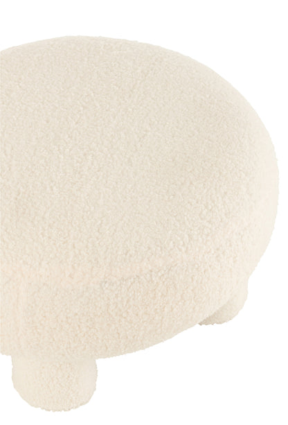 Stool Round Teddy Legs Bouclé White