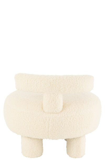 Stool Round With Chairback Bouclé White