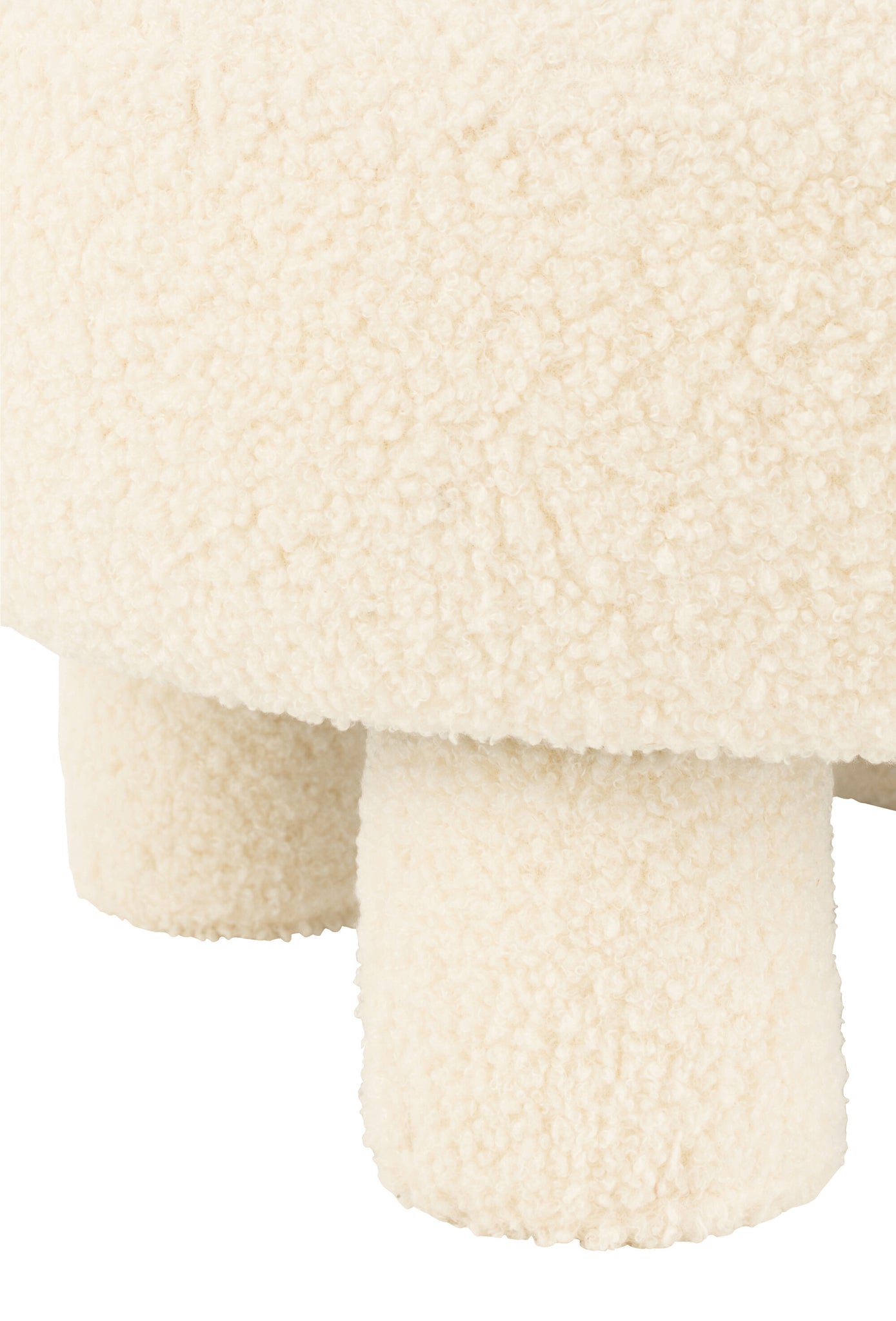 Stool Round With Chairback Bouclé White