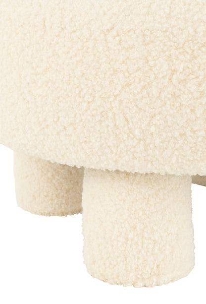 Stool Round With Chairback Bouclé White