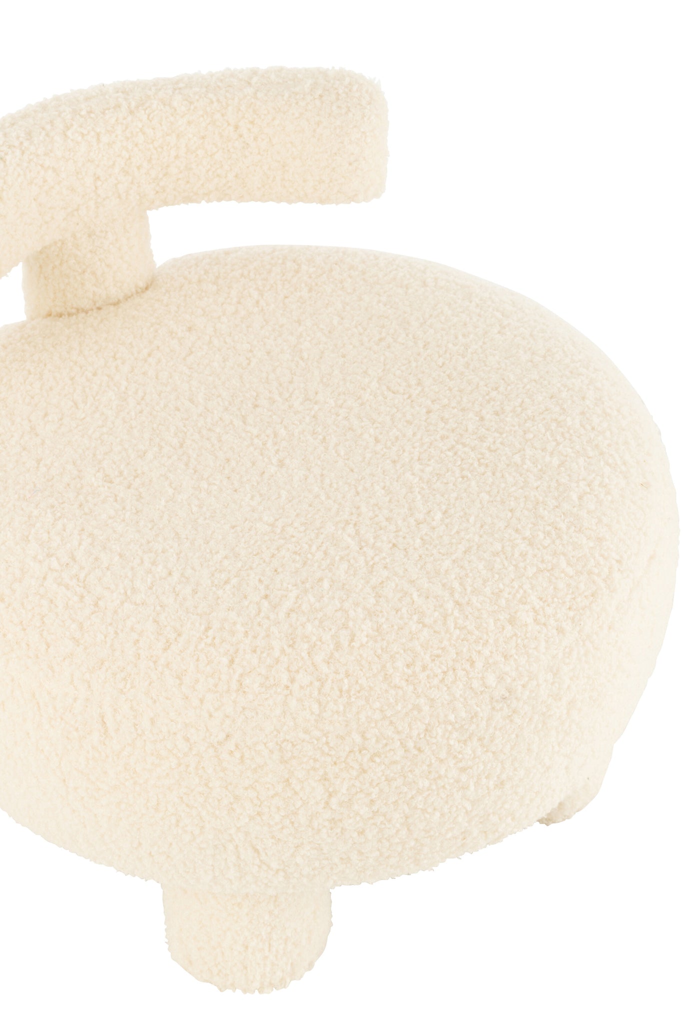 Stool Round With Chairback Bouclé White