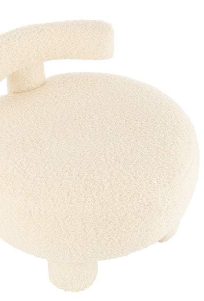 Stool Round With Chairback Bouclé White