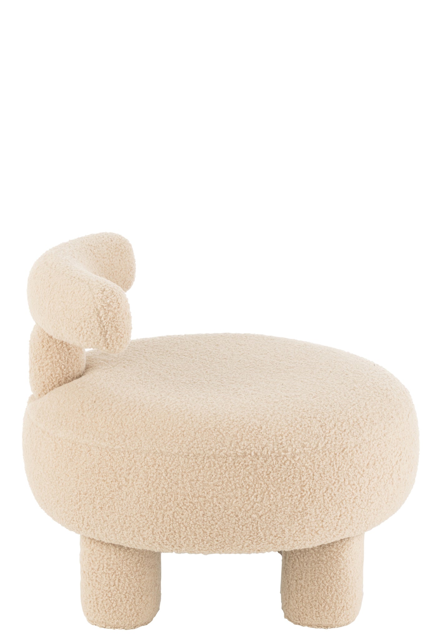 Stool Round With Chairback Bouclé Warm Beige