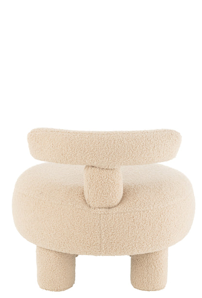 Stool Round With Chairback Bouclé Warm Beige