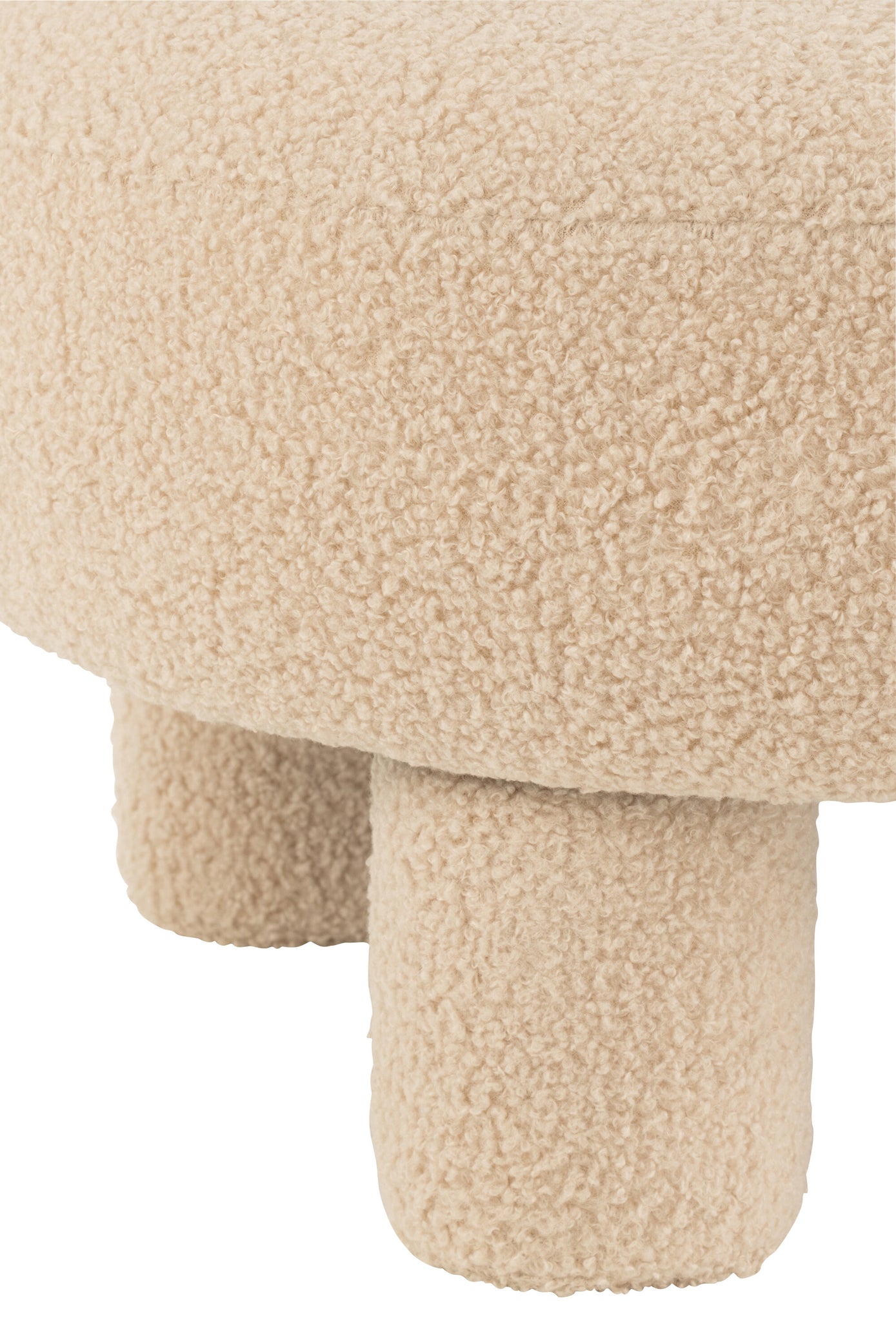 Stool Round With Chairback Bouclé Warm Beige