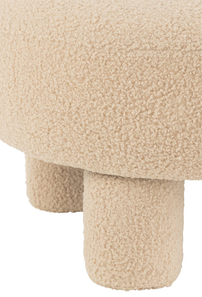 Stool Round With Chairback Bouclé Warm Beige
