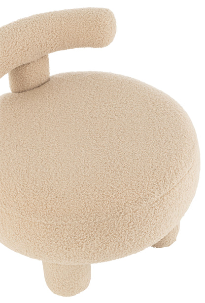 Stool Round With Chairback Bouclé Warm Beige