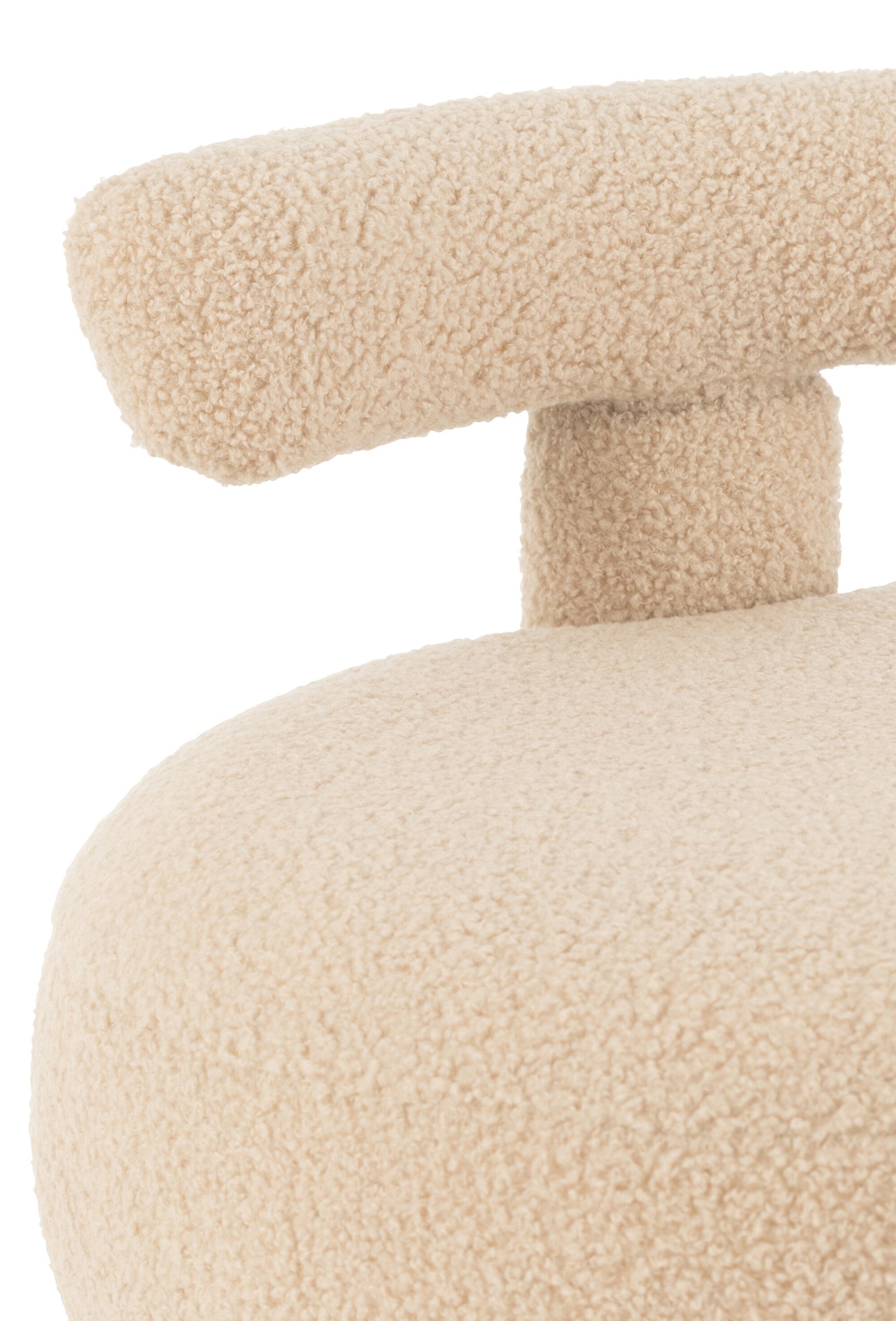 Stool Round With Chairback Bouclé Warm Beige