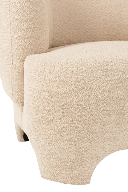 Sitzbank für 1 Person, Stricktextil/Holz, Weiß