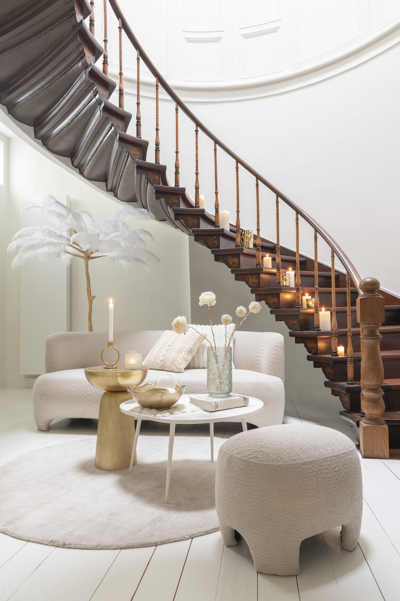 Seat 2/3-Person Knitted Textile/Wood White