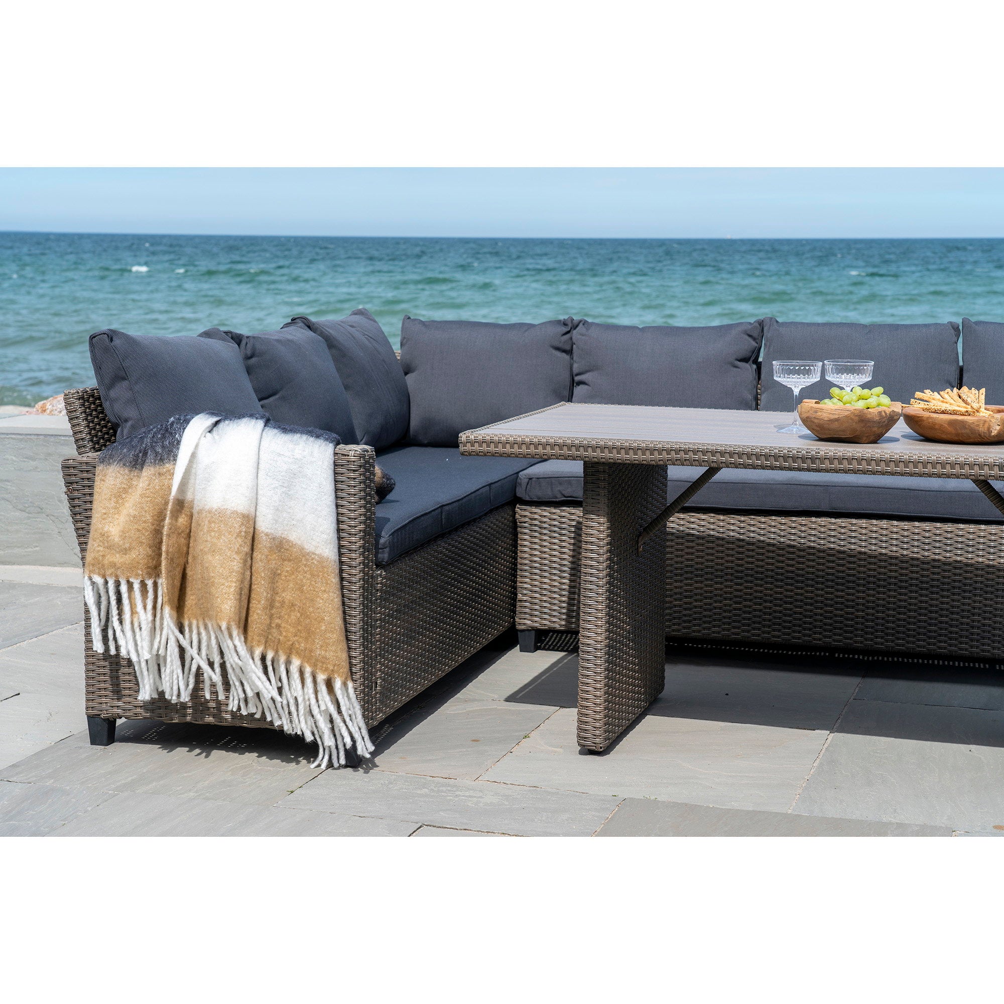 Sintra plaid in zwart, wit en bruin 130 x 170 cm