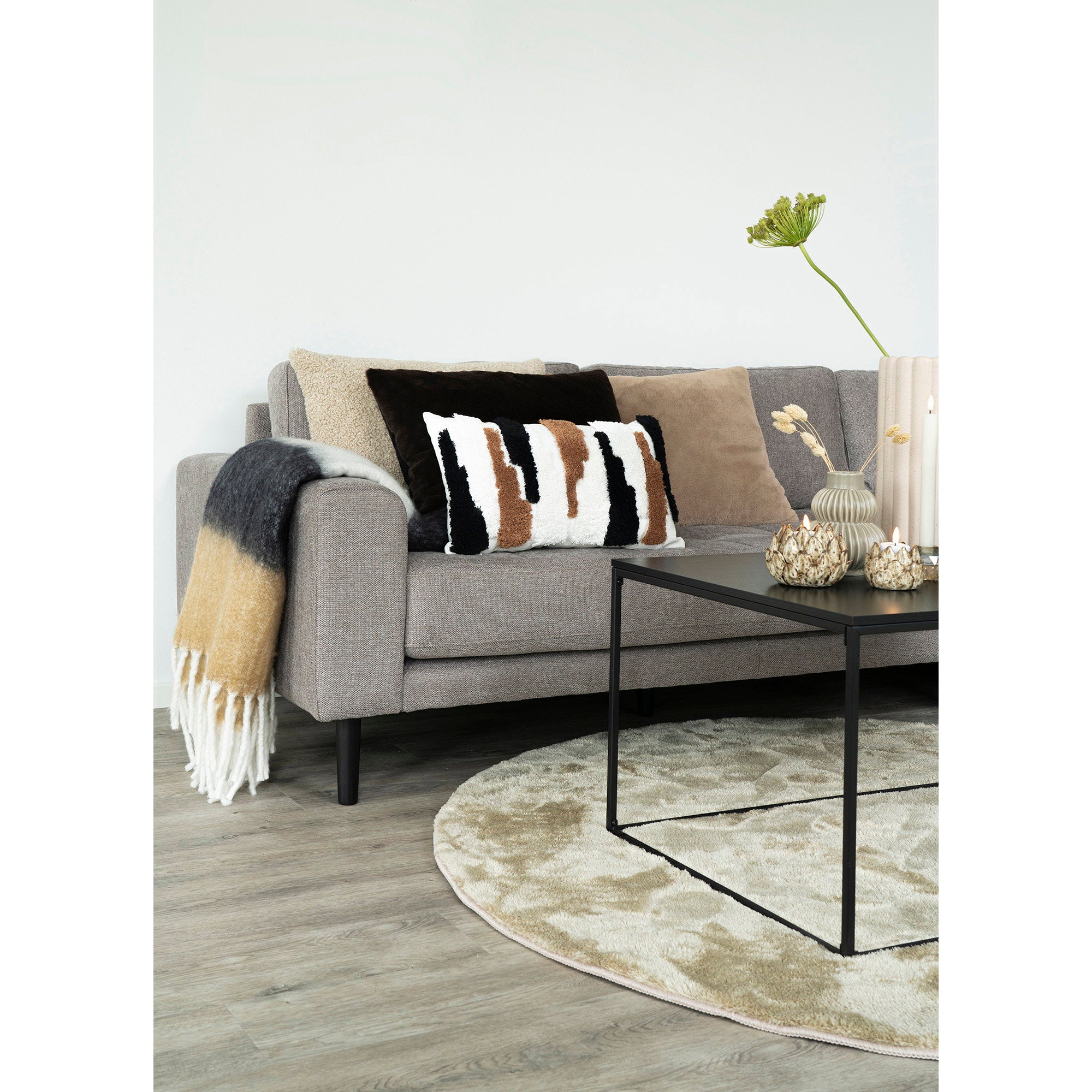 Sintra plaid in zwart, wit en bruin 130 x 170 cm