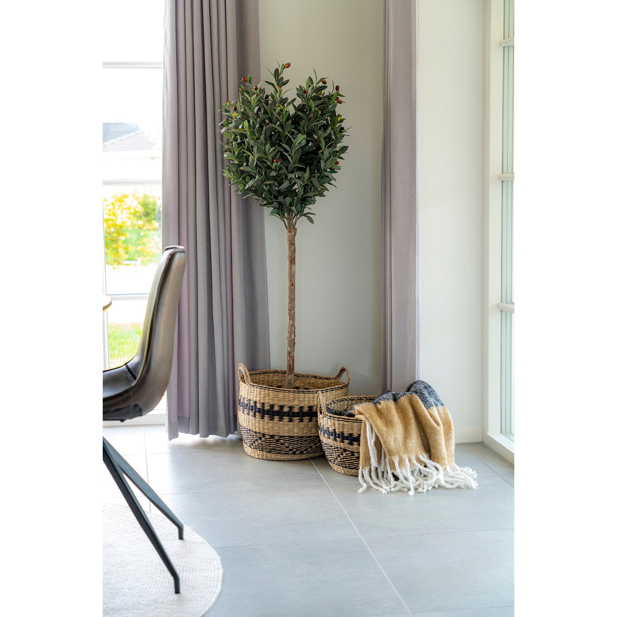 Sintra plaid in zwart, wit en bruin 130 x 170 cm