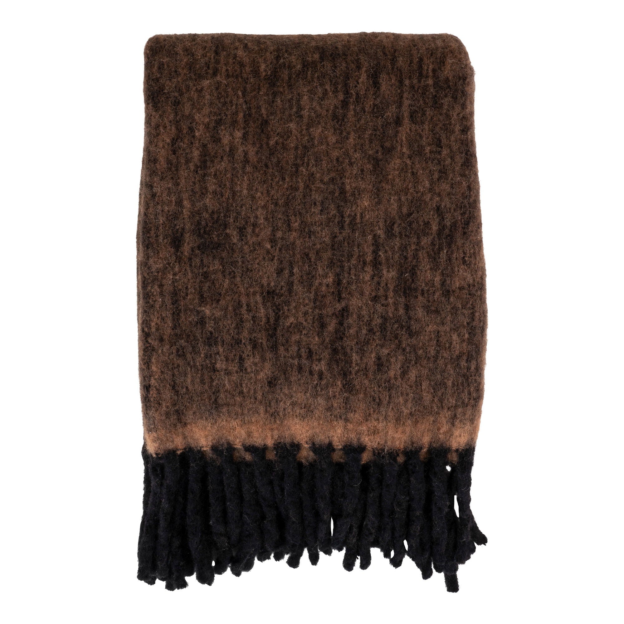 Carmel plaid van wolmix in bruin 130 x 170 cm