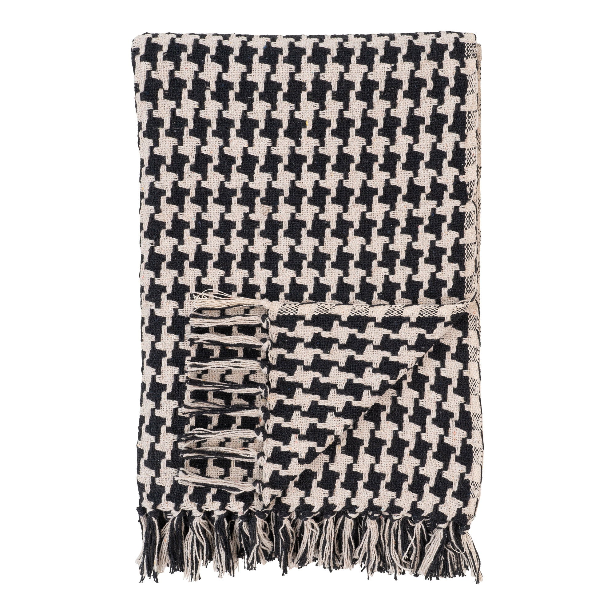 Side plaid in zwart en beige 130 x 180 cm