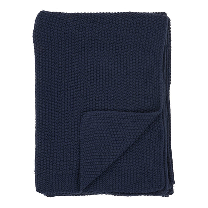 Santos plaid van gerecycled katoen in donkerblauw 130 x 170 cm