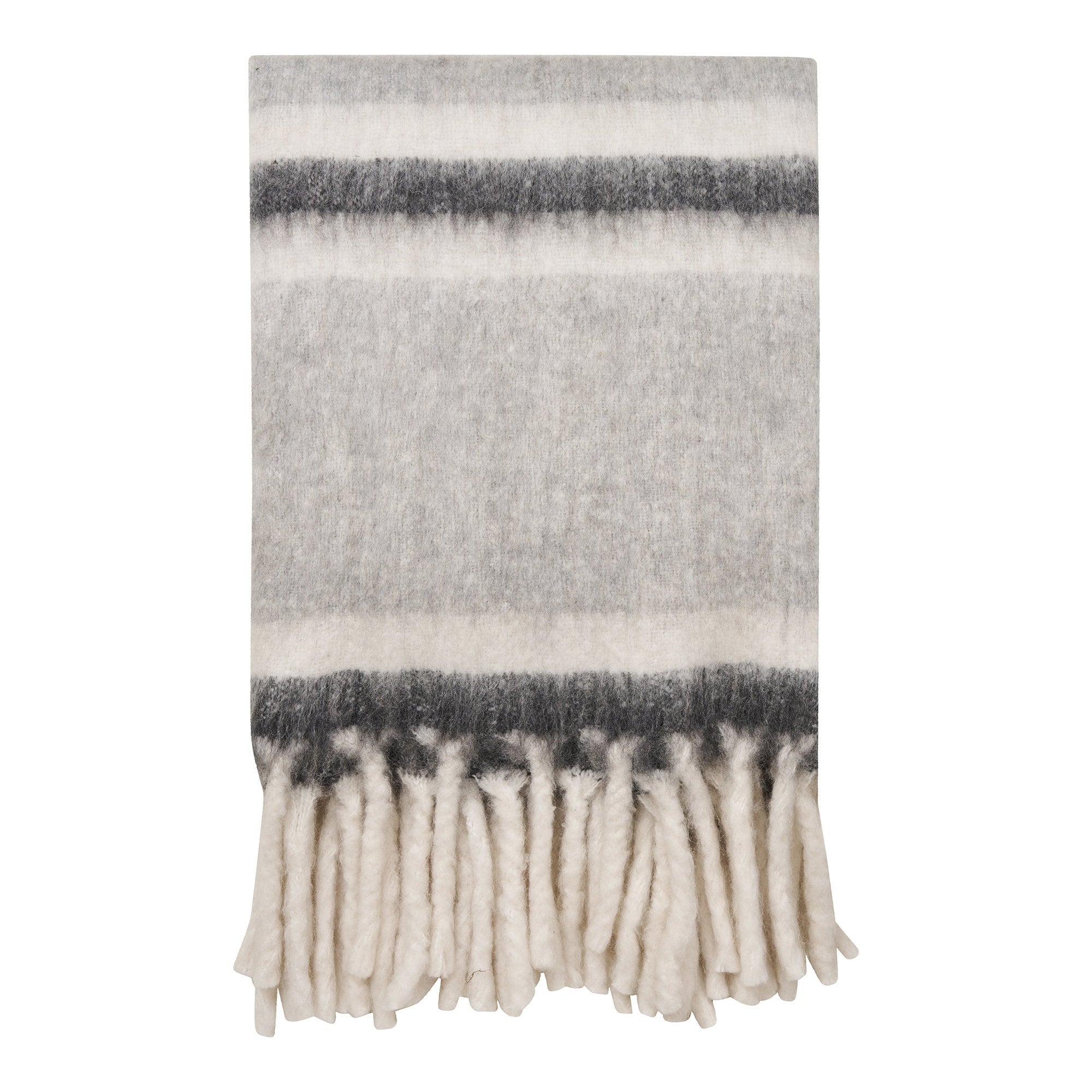 Carmel plaid van wolmix in grijs en wit 130 x 170 cm