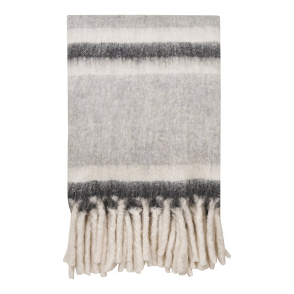 Carmel Plaid aus Wollmix in Grau und Weiß 130 x 170 cm