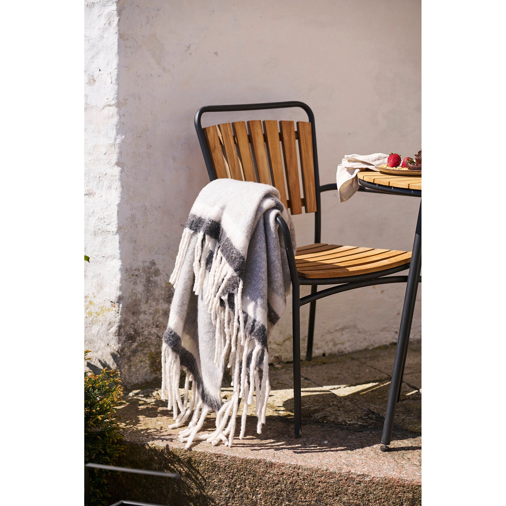 Carmel plaid van wolmix in grijs en wit 130 x 170 cm