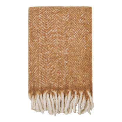 Carmel plaid van wolmix in tan 130 x 170 cm