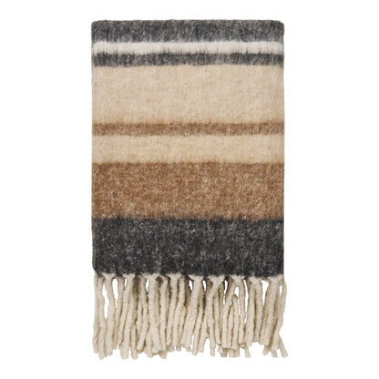 Carmel plaid van wolmix in zwart en bruin 130 x 170 cm