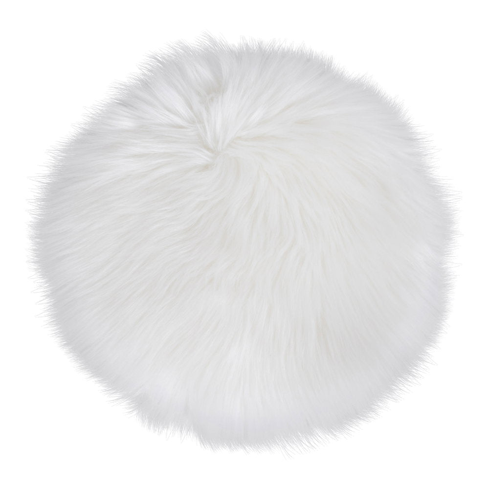 Stoelkussen Lambskin – imitatieschapenvacht, wit, ø35 cm