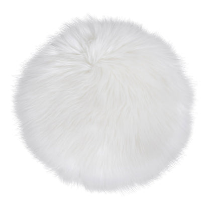 Stoelkussen Lambskin – imitatieschapenvacht, wit, ø35 cm